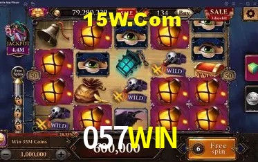 Tela de boas-vindas e lobby de jogos do aplicativo 057WIN